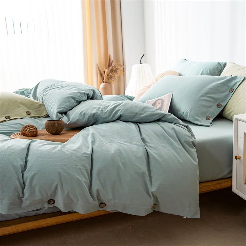 Hight Quality 3pcs  100% cotton bedding set Double Duvet Cover Set 220x240 Solid Twist Cotton King Size Bedding Set Quilt Cover Set