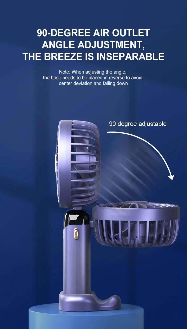 Super Handy Mini Fan Foldable Neck Hanging Fans 5 Speed USB Rechargeable Fan with Phone Stand and Display Screen 1800mAh
