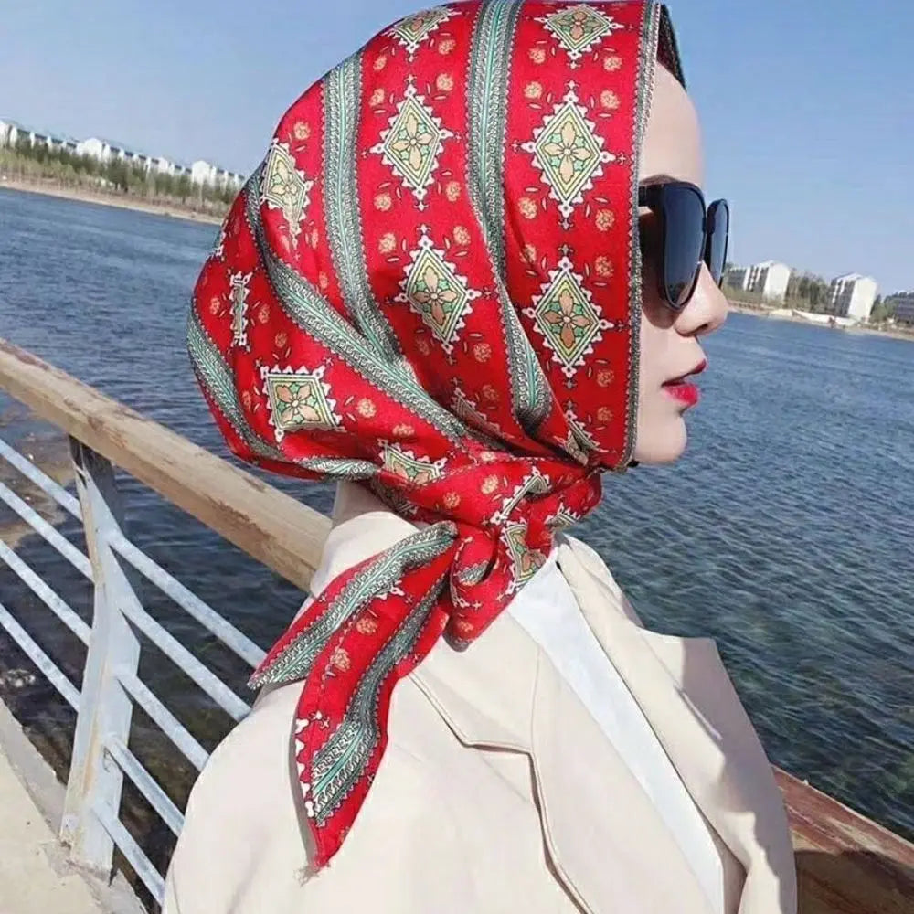 Scarf Style Women Simulation Silk Sunscreen Muslim Turban Hijab Cap Baotou Hat Headscarf
