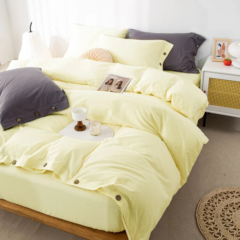 Hight Quality 3pcs  100% cotton bedding set Double Duvet Cover Set 220x240 Solid Twist Cotton King Size Bedding Set Quilt Cover Set
