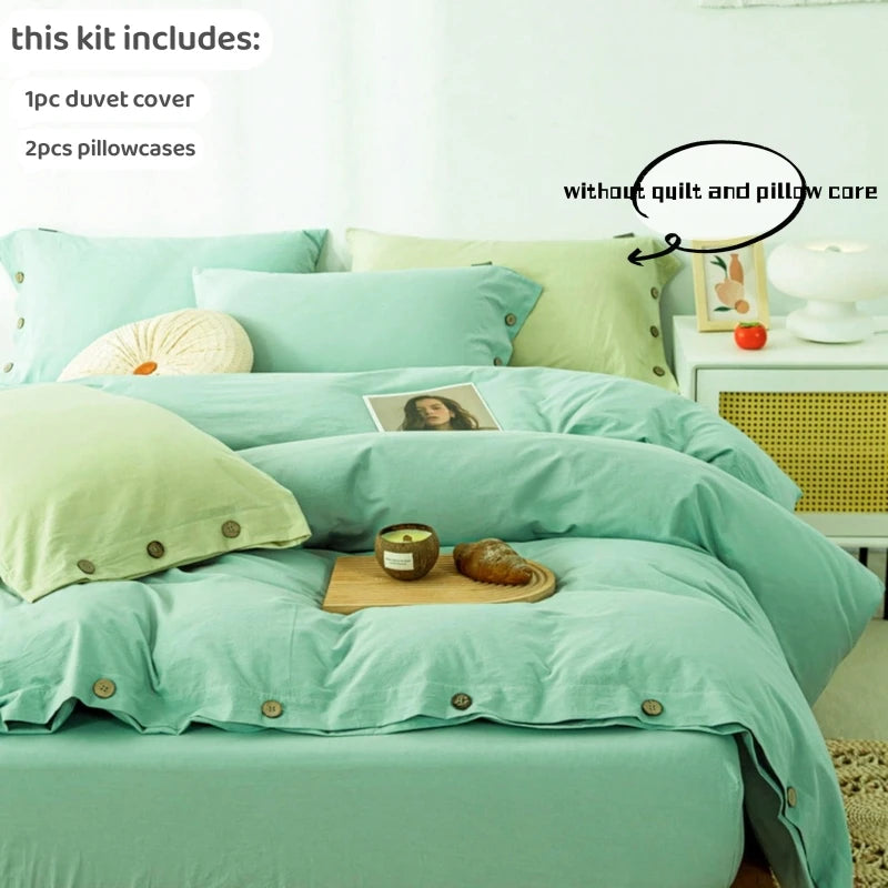Hight Quality 3pcs  100% cotton bedding set Double Duvet Cover Set 220x240 Solid Twist Cotton King Size Bedding Set Quilt Cover Set