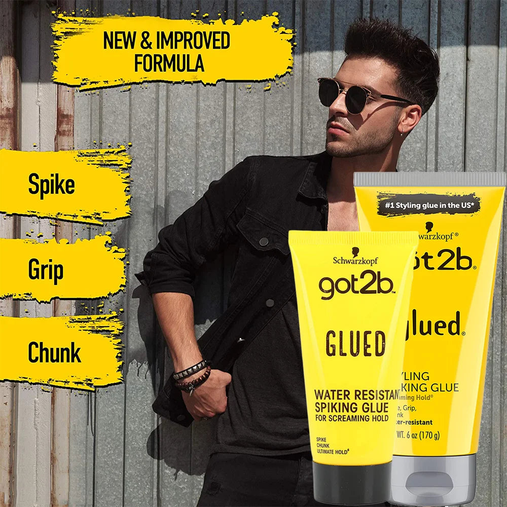 Combo Got2b Glued Spiking Glue Hair Gel Water invisible Resistant Strong Hold for wig adhesives dege control gel for Screaming Hold
