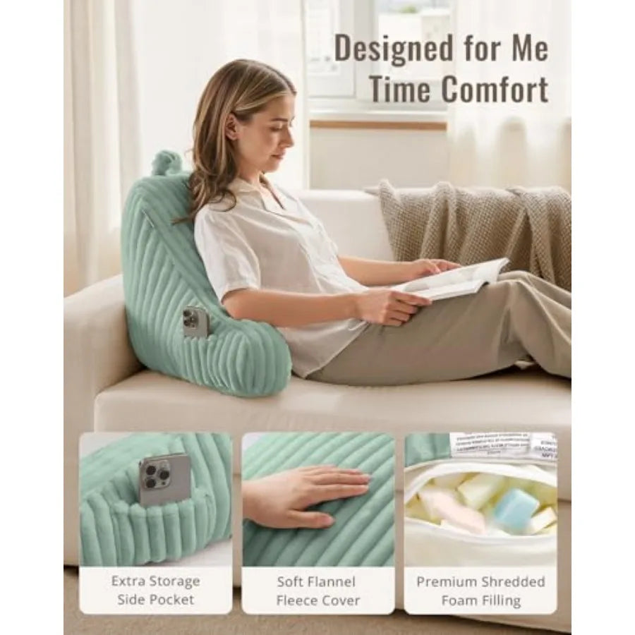 Comfortable Reading Pillow for Sitting in Bed, Flannel Back Pillow Bed Sitting Up for Adult and , Backrest Cushion for Sit Up in Couch or F