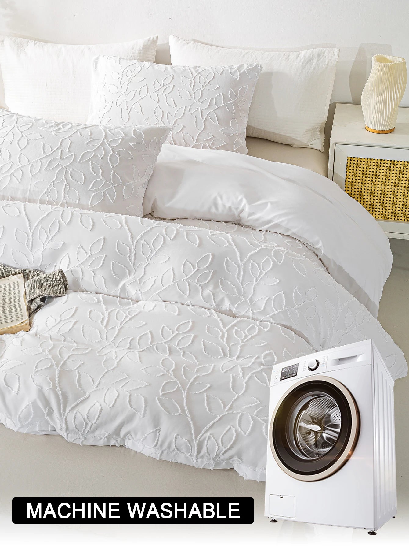 Cutting flower Bedding 3pcs Set with Zip Closure - Polyester, All-Season Comforter Set (Comforter & Pillow Shams Not Included)