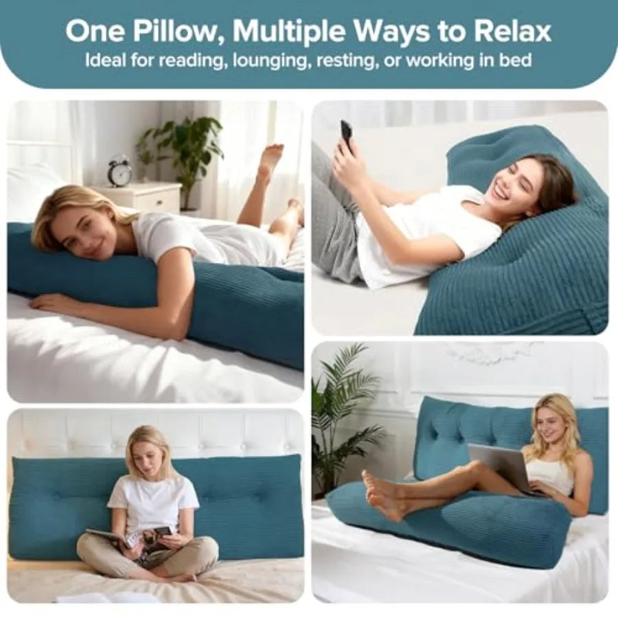 Super Soft Headboard Pillow for Sitting Up in Bed Queen Size Backrest Triangle Reading Pillow for Daybed Supportive Bed Back Pillow for Re