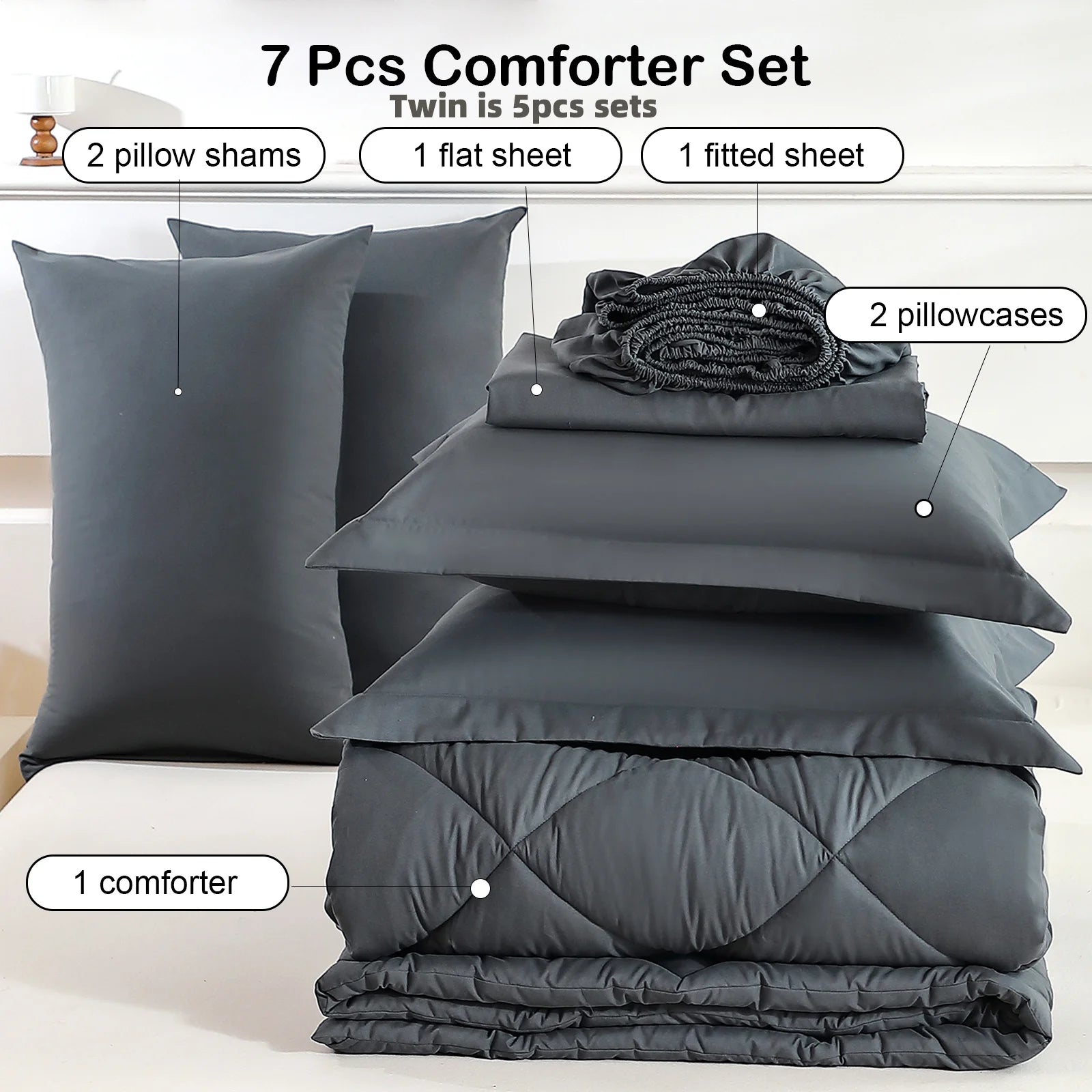 Twin Full Queen King 5pcs/7pcs Bedding Sets Home Decor Comforter Flat Sheet Fitted Sheet Pillowcases Sleeping Sets