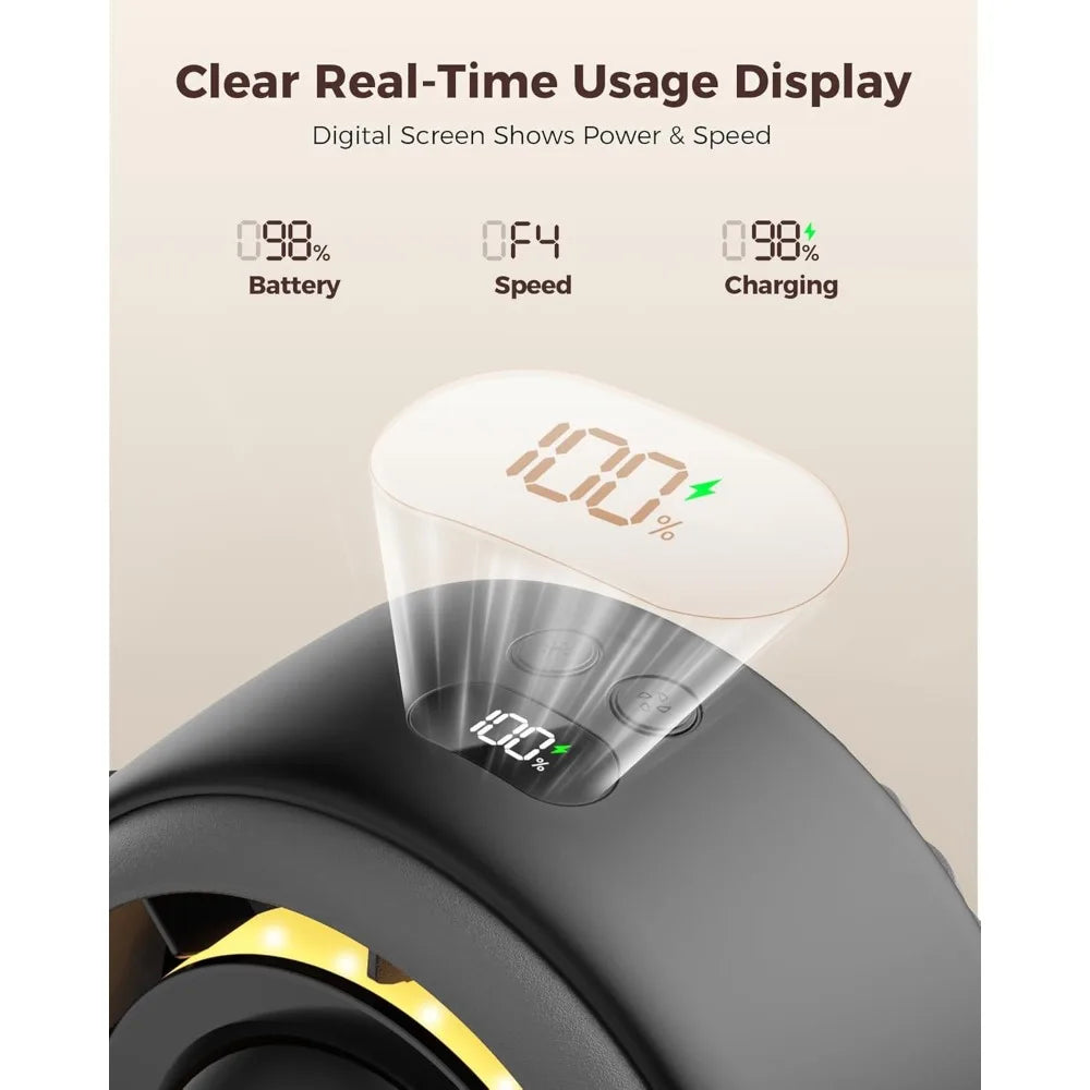 Flexible Portable 4-Speed Rechargeable Stroller Fan with LED Display & Night Light
