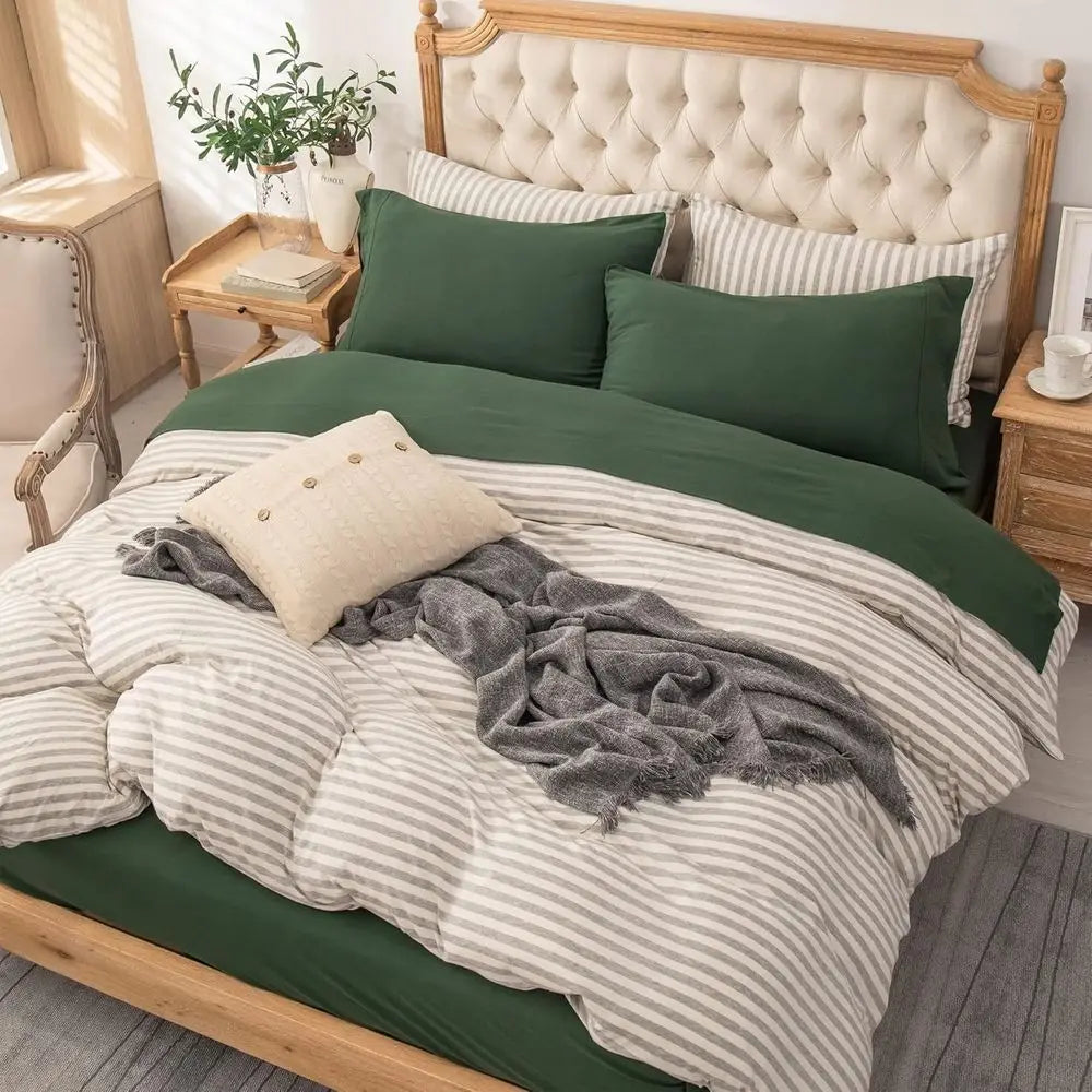 Jersey Knit Bed Sheet Queen Size 4-Piece Set in 100% Soft Cotton, Breathable and Suitable for 20 Deep Mattresses, Available in S