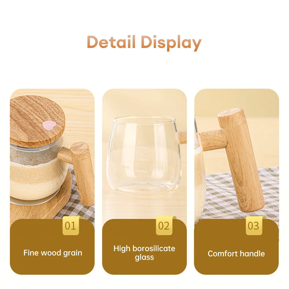 Coffee Stirring Cup Self Mixing Mug Glass Electric Automatic Mixing Cup 400ml Waterproof Electric Mixing Cup Home Supply