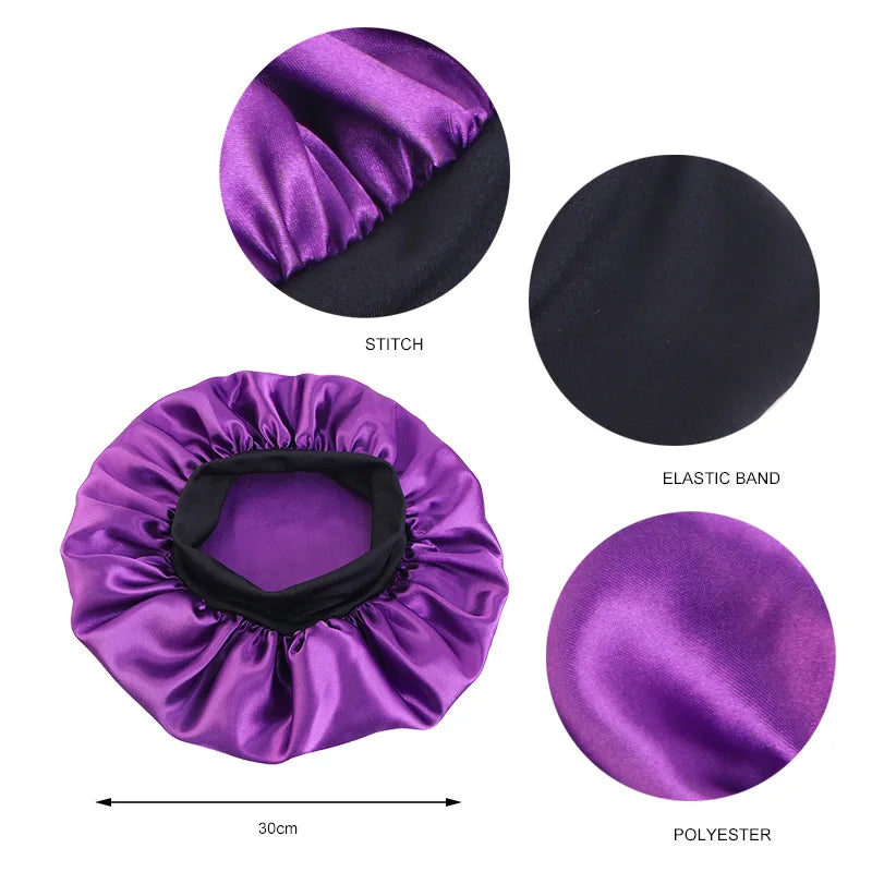 Combo 3PCS/LOT Men Silky Durag Long Tail Pirate Hat Headband Turban Dome Wave Cap Unisex Wig Cap Elastic Band Satin Bonnet