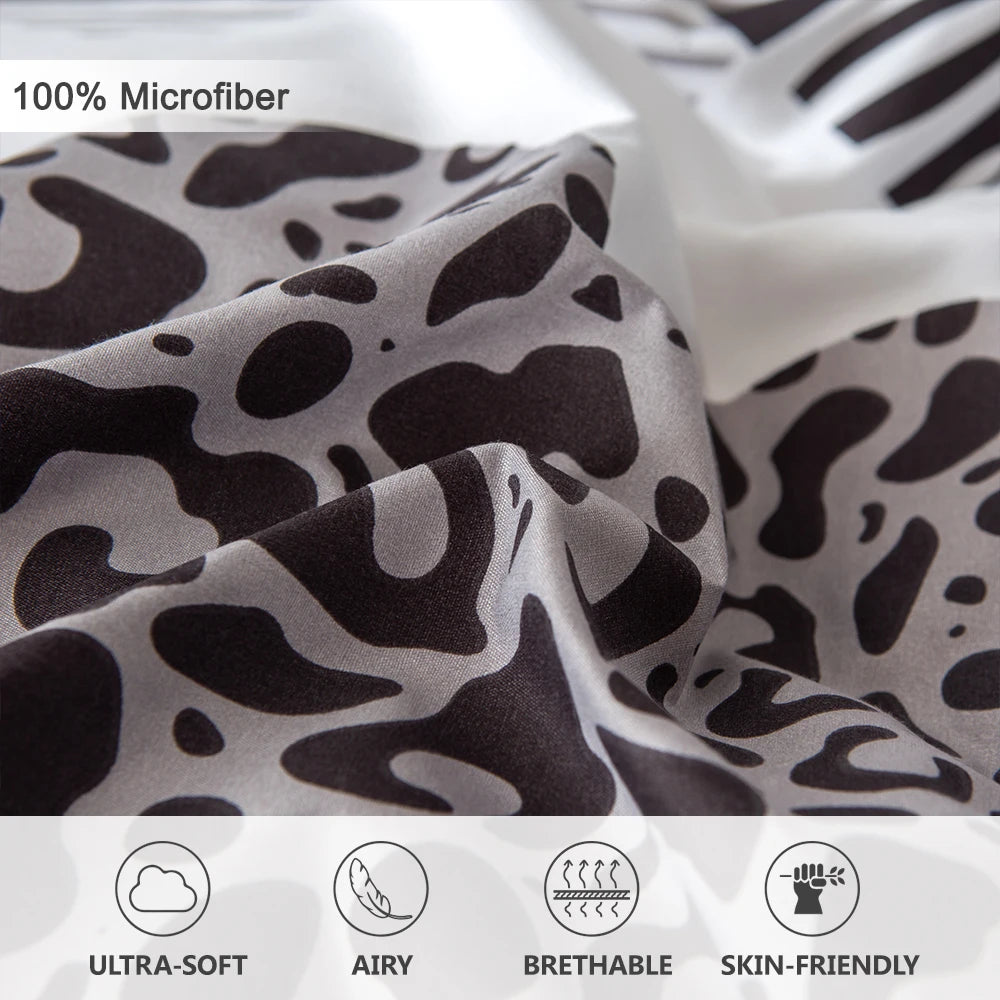Leopard print heart-shaped duvet cover 3pcs   set, soft and breathable, modern for bedroom decoration, queen/king size bed