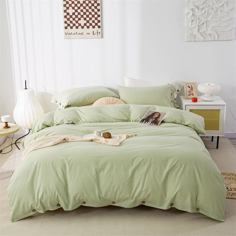 Hight Quality 3pcs  100% cotton bedding set Double Duvet Cover Set 220x240 Solid Twist Cotton King Size Bedding Set Quilt Cover Set