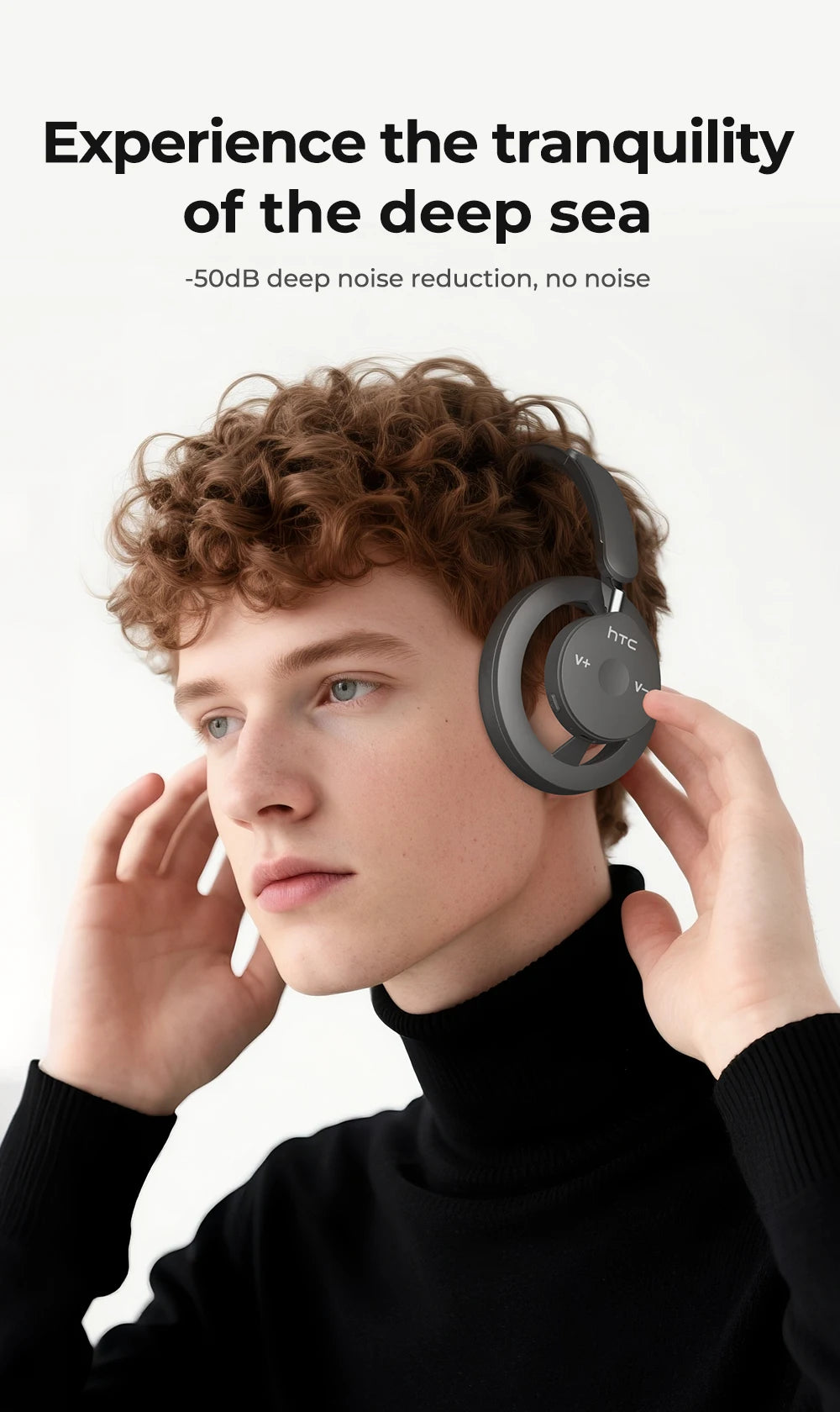 Open-Ear Headphones Foldable Punchy Bass HTC HP06 Bluetooth V6.0 Wireless  Headset for PC Laptop phone TV lightweight Hollow Airy