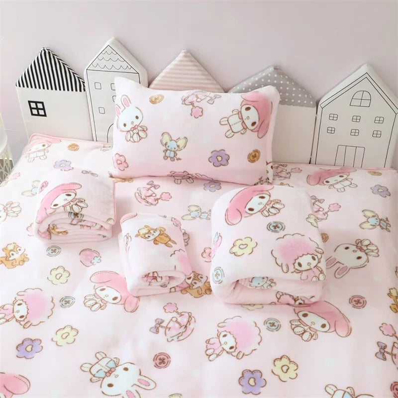 Ideal Nap Blanket & Sofa Cover Blanket Kawaii Japanese Style Flannel Soft Warm Sheet Leg Blanket Girls Gifts