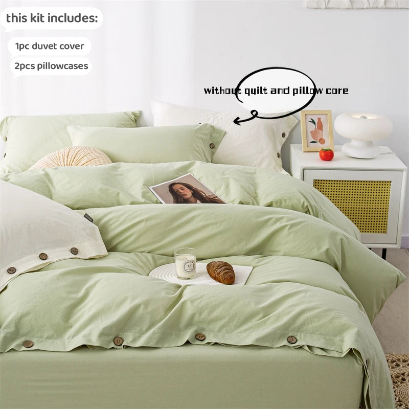 Hight Quality 3pcs  100% cotton bedding set Double Duvet Cover Set 220x240 Solid Twist Cotton King Size Bedding Set Quilt Cover Set
