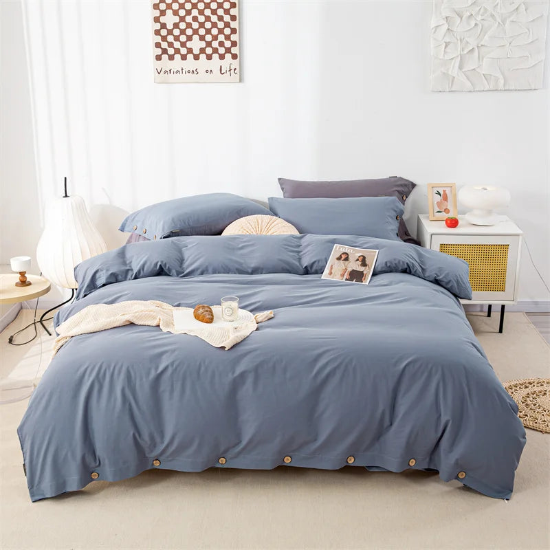 Hight Quality 3pcs  100% cotton bedding set Double Duvet Cover Set 220x240 Solid Twist Cotton King Size Bedding Set Quilt Cover Set