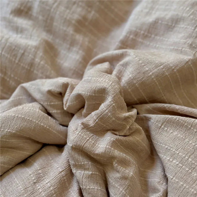 Puffy 3/4Pcs Solid Color Skin-friendly Soft Bedding Set Duvet Cover Bed Sheet Pillowcases