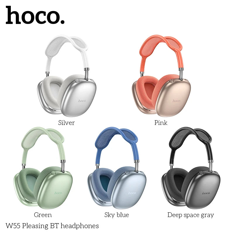 Stereo Headset Deep Bass HOCO W55 Over Ear Buetooth Earphone Wireless Music Headphone Mic HiFi Audio Sound Sport Earphones 40MM AUX TF