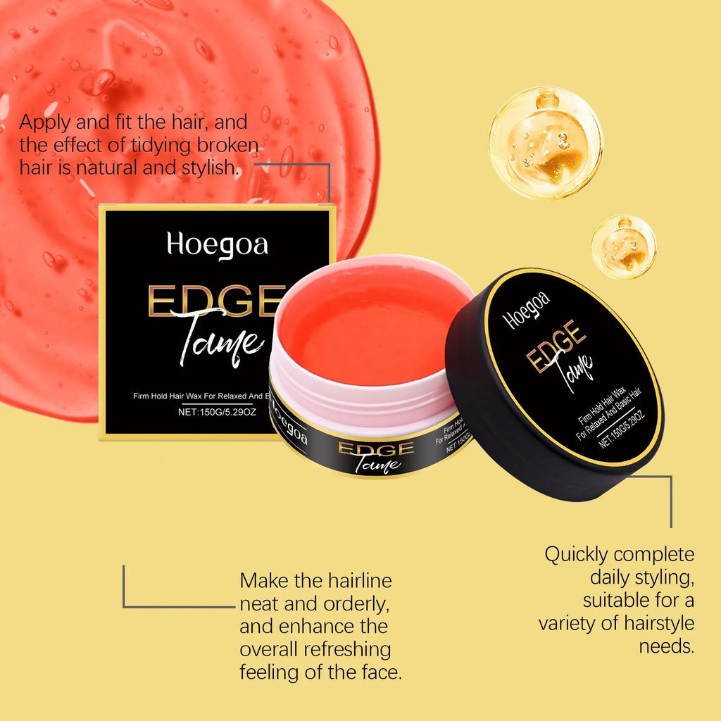 Edge Control  Styling Gel for All Hair Types Firm Hold Smooth Frizz Edge Control Enhance Gloss Fast Shaping Non Sticky Hair Wax 150g
