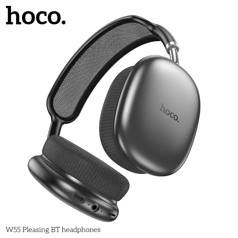Stereo Headset Deep Bass HOCO W55 Over Ear Buetooth Earphone Wireless Music Headphone Mic HiFi Audio Sound Sport Earphones 40MM AUX TF