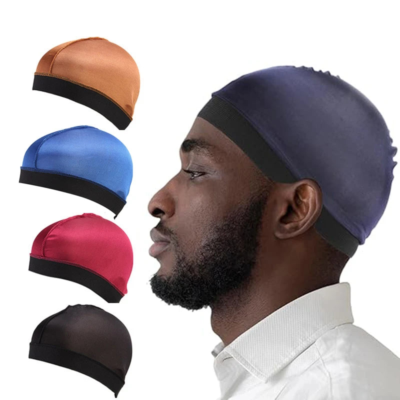 Solid Wave Caps Men Pure Color Caps  Elastic Breathable Wave Caps Polyester Multicolor Durag Cap Men Outdoor Wave Caps