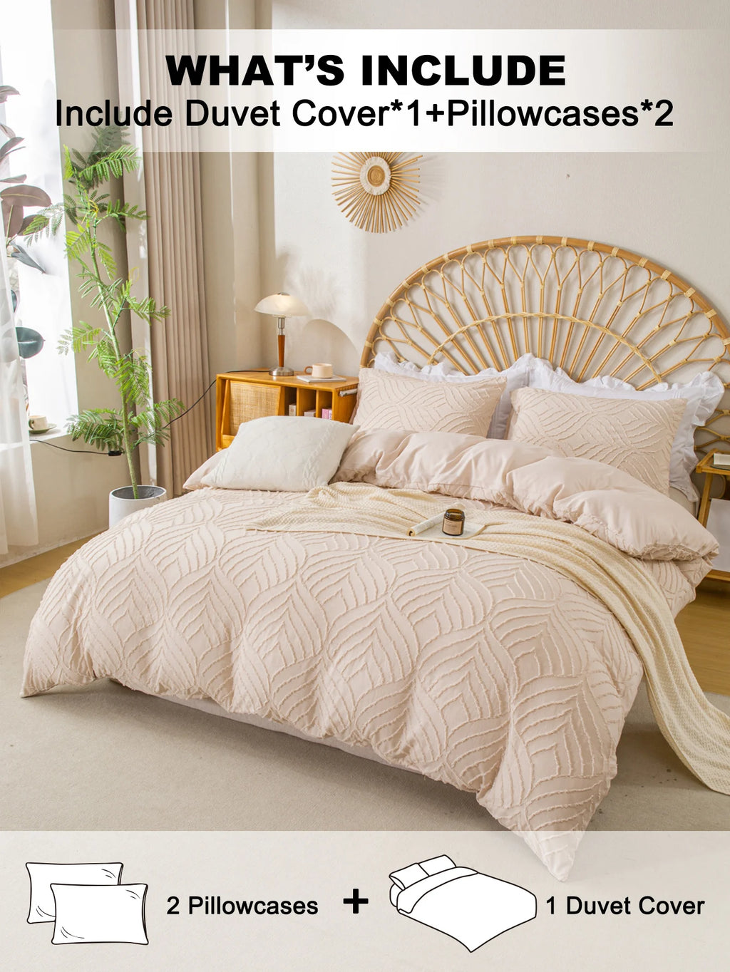 Smooth 3pcs Cutting flower Bedding Set with Zip Closure - Polyester, All-Season Comforter Set (Comforter & Pillow Shams Not Included)