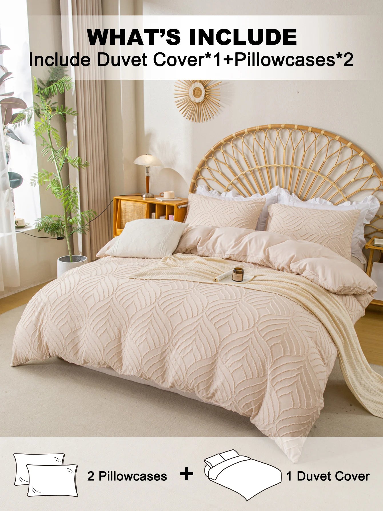 Smooth 3pcs Cutting flower Bedding Set with Zip Closure - Polyester, All-Season Comforter Set (Comforter & Pillow Shams Not Included)