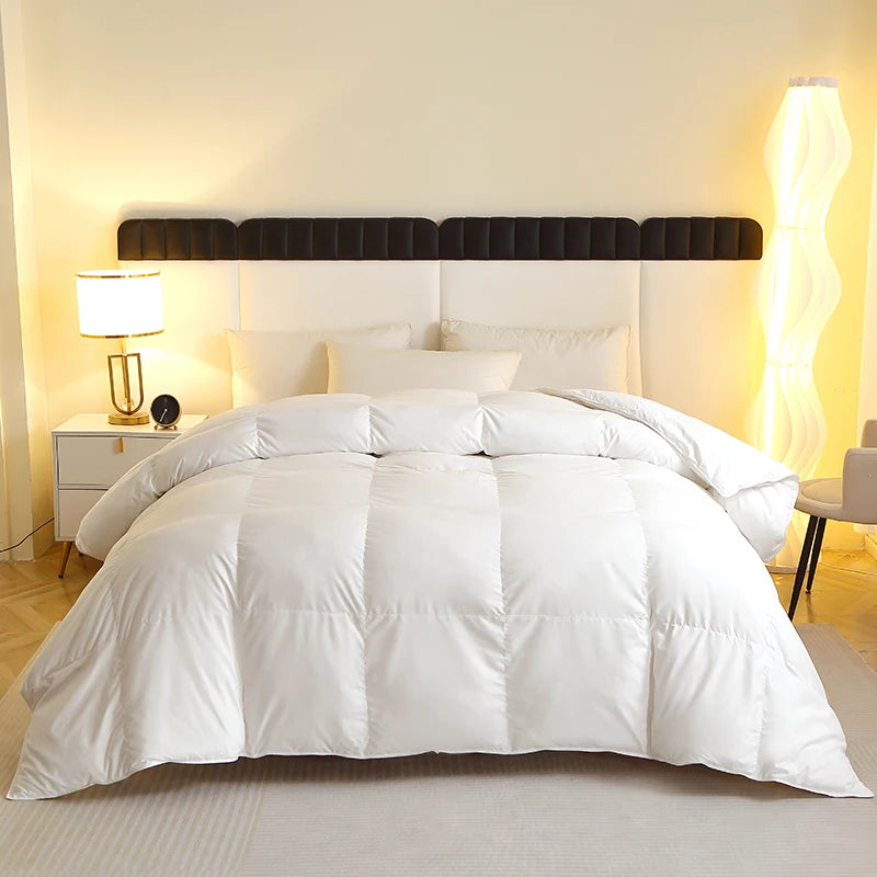 Comforter 1 Piece Duck Feather Quilted Comforter - 100% Duck Feather Full Queen King Twin Size Bedding for Allergy Sufferers