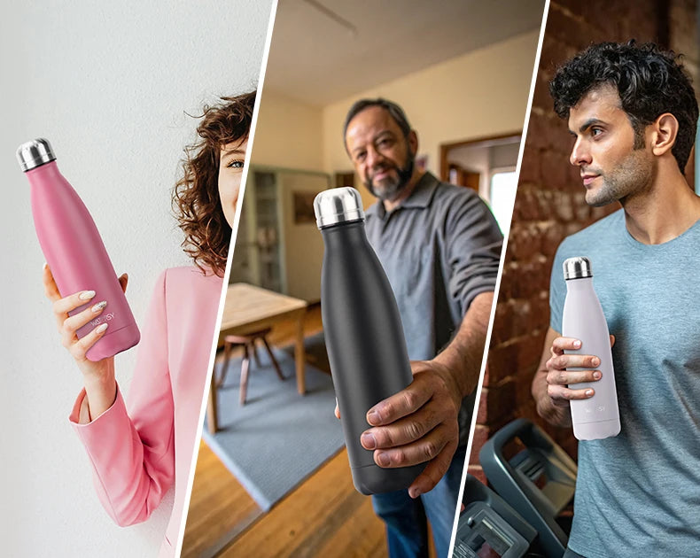 Stainless Steel Water Bottle 500ml Insulated Vacuum Flask Double Wall Thermal Cup Keep Cold Hot Sports Kettle