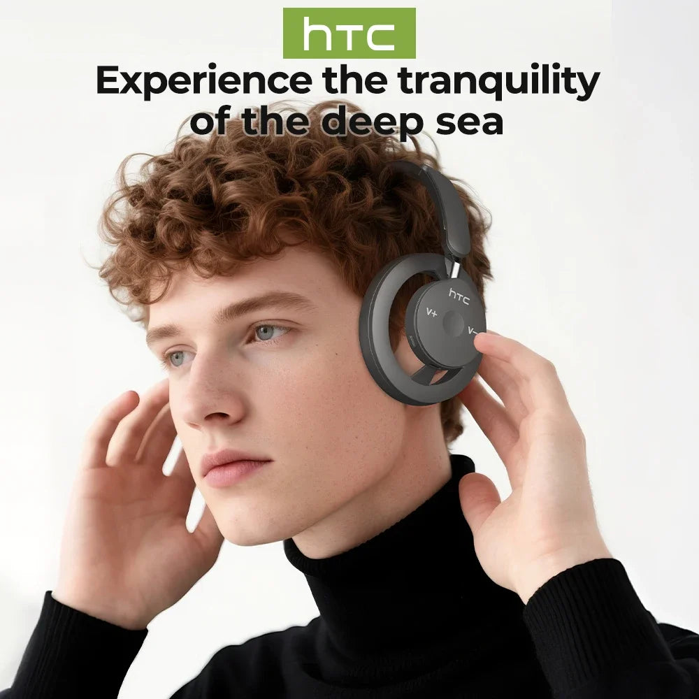 Open-Ear Headphones Foldable Punchy Bass HTC HP06 Bluetooth V6.0 Wireless  Headset for PC Laptop phone TV lightweight Hollow Airy