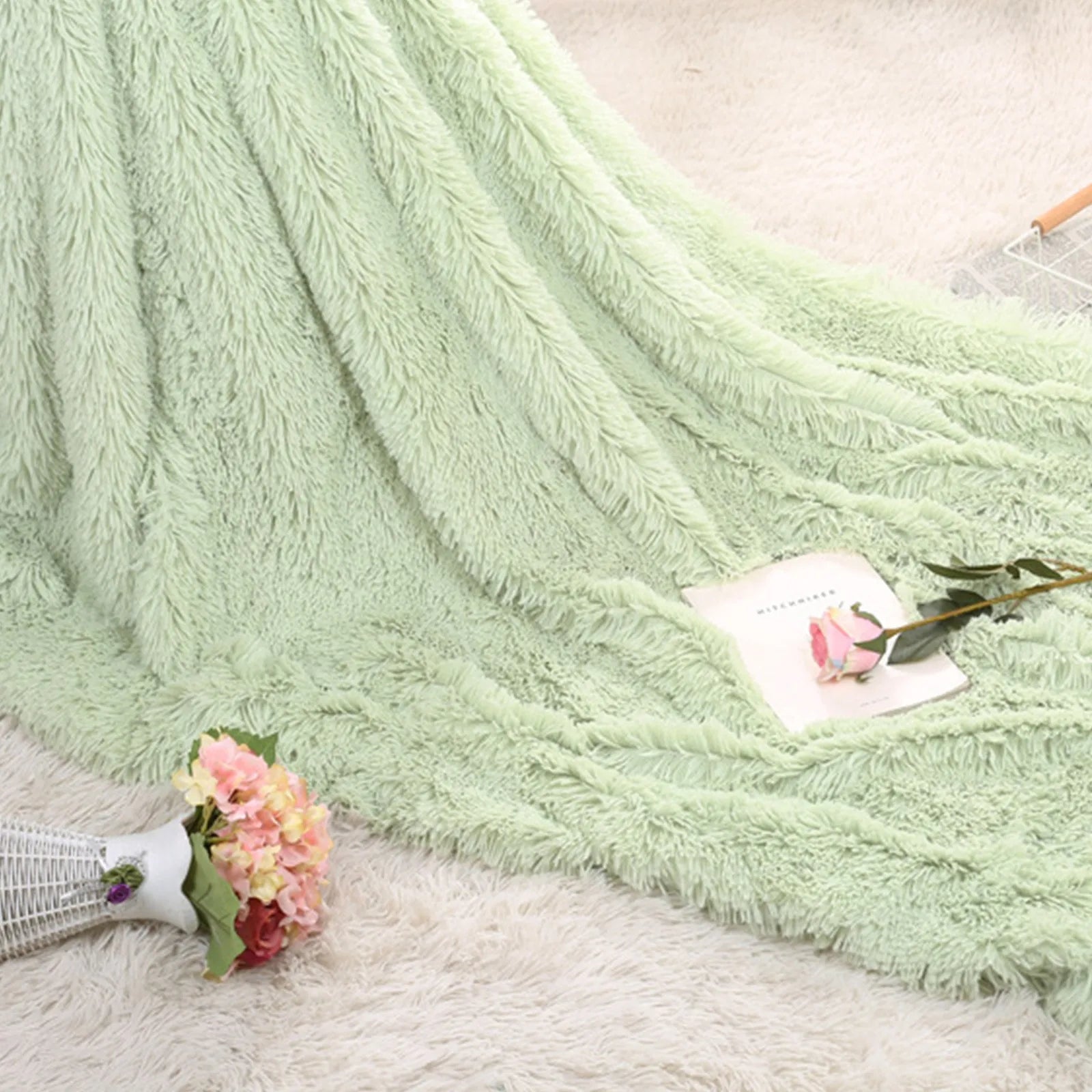 Fuzzy Fur 1PCS Super Soft Faux Elegant Cozy With Fluffy Throw Blanket Bed Sofa Bedspread Long Shaggy Soft Warm Bedding Sheet