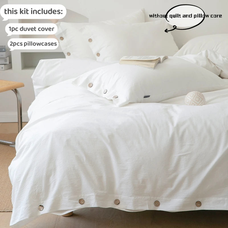 Hight Quality 3pcs  100% cotton bedding set Double Duvet Cover Set 220x240 Solid Twist Cotton King Size Bedding Set Quilt Cover Set
