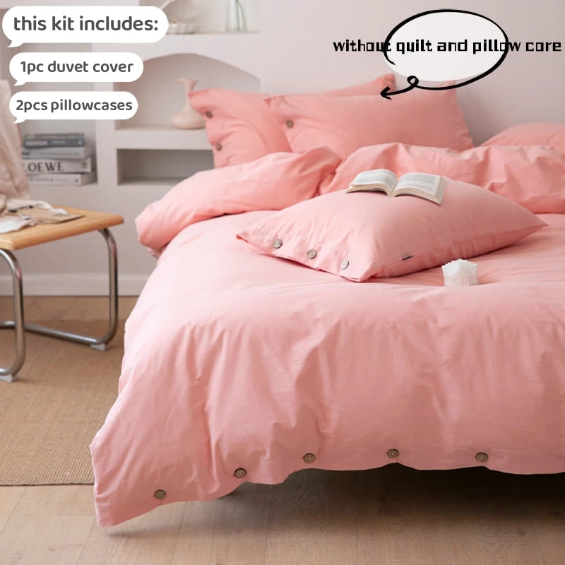 Hight Quality 3pcs  100% cotton bedding set Double Duvet Cover Set 220x240 Solid Twist Cotton King Size Bedding Set Quilt Cover Set