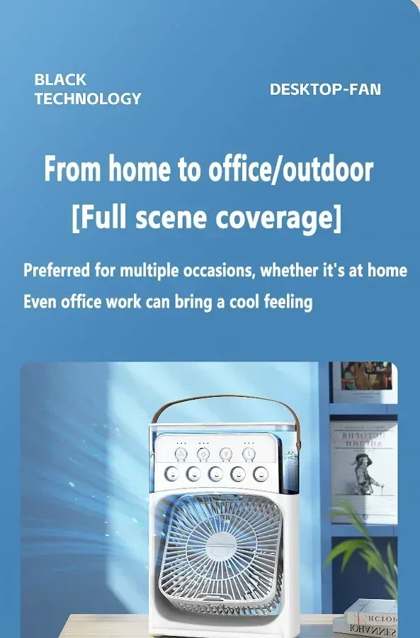 Combo 3 In 1 Fan AIr Conditioner Household Small Air Cooler LED Night Light Portable Humidifier Air Adjustment Fan Office Home Fan New