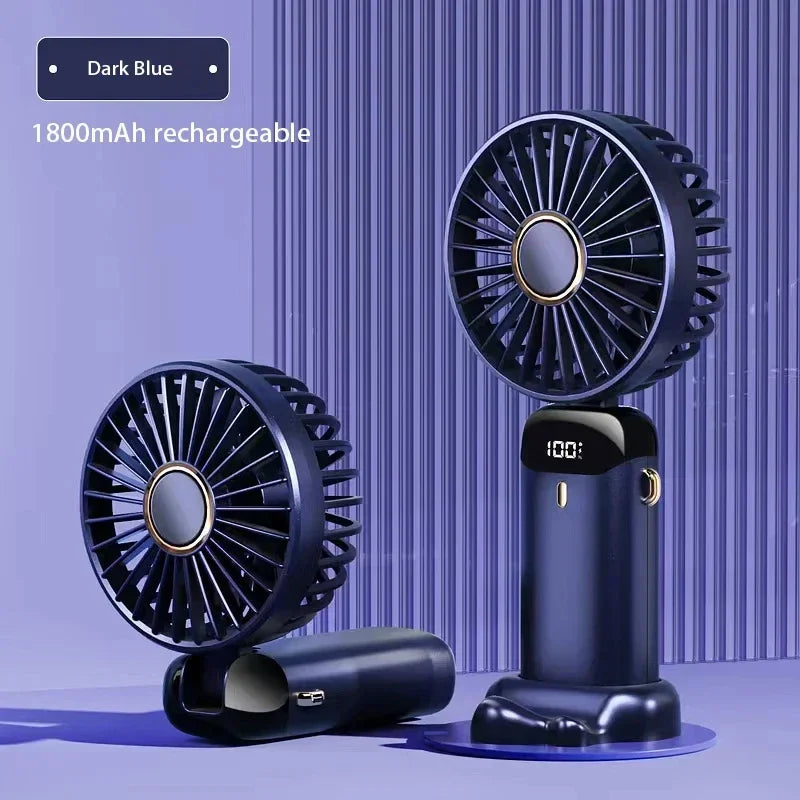 Super Handy Mini Fan Foldable Neck Hanging Fans 5 Speed USB Rechargeable Fan with Phone Stand and Display Screen 1800mAh
