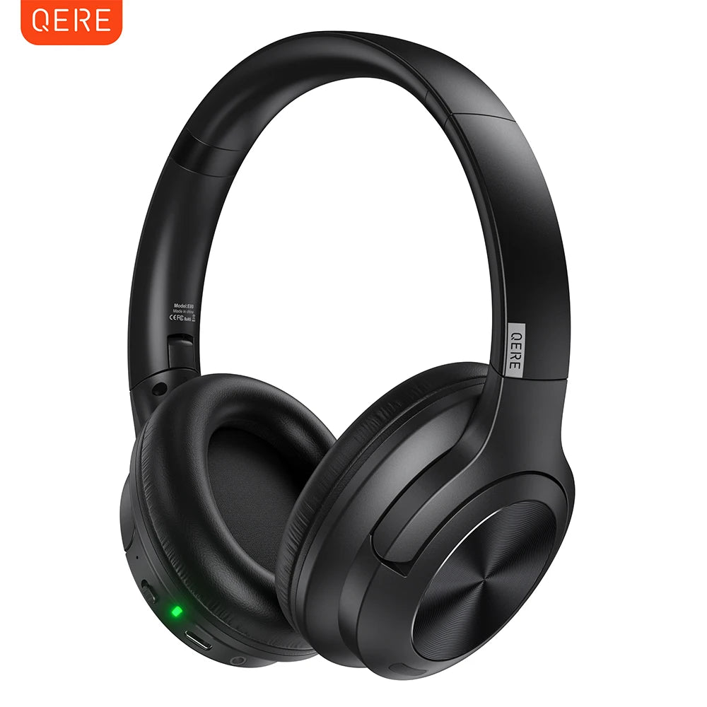 Active Noise Cancellation HiFi Wireless headphones QERE E80 Earphone bluetooth 5.3 ANCHi-Res Audio Over the Ear Headset 70H 40mm Driver2.4G