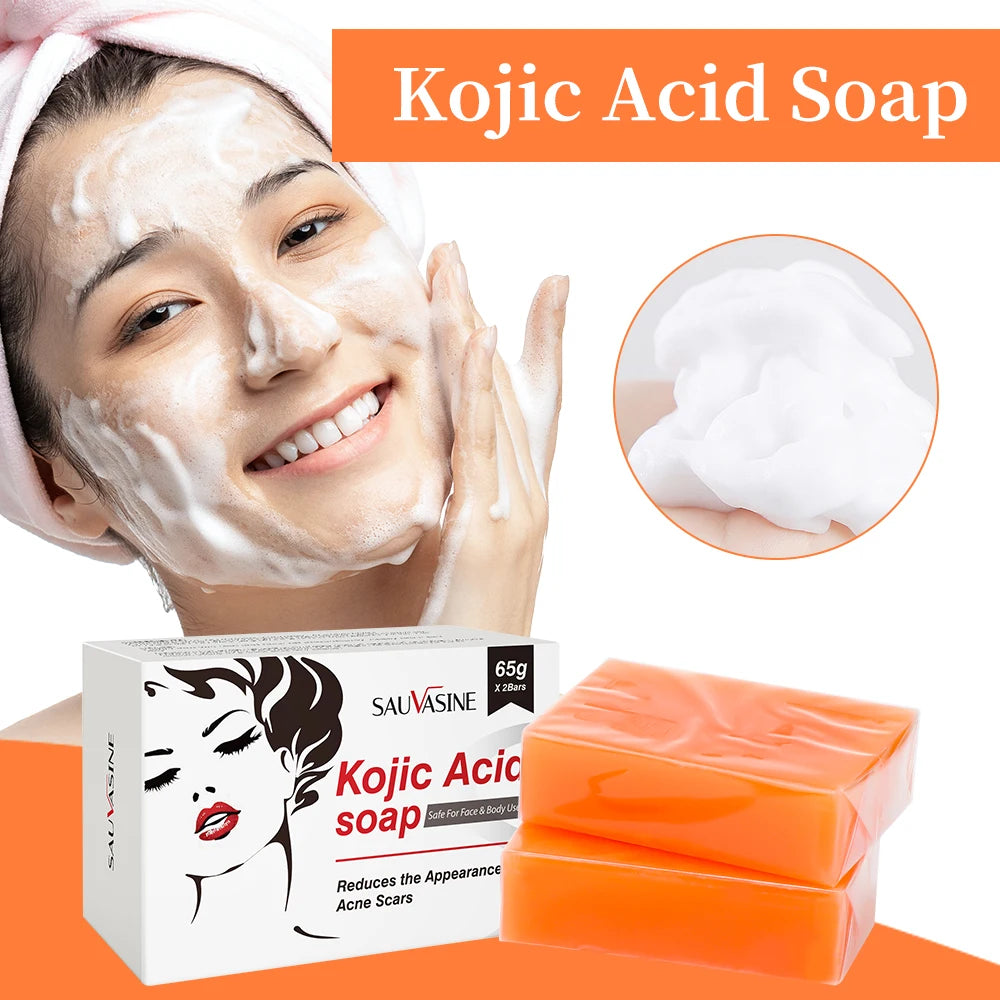 Homemade 2Pcs Kojic Acid Soap Natural Mild Non-Irritating Brightening Skin Exfoliator Body Face Cleansing Whitening Soap