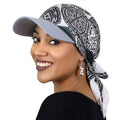 Women Fashion Printed Satin Headscarf Hat with Brim Sun Hats Summer Soft Breathable Headscarf Caps Baseball Cap