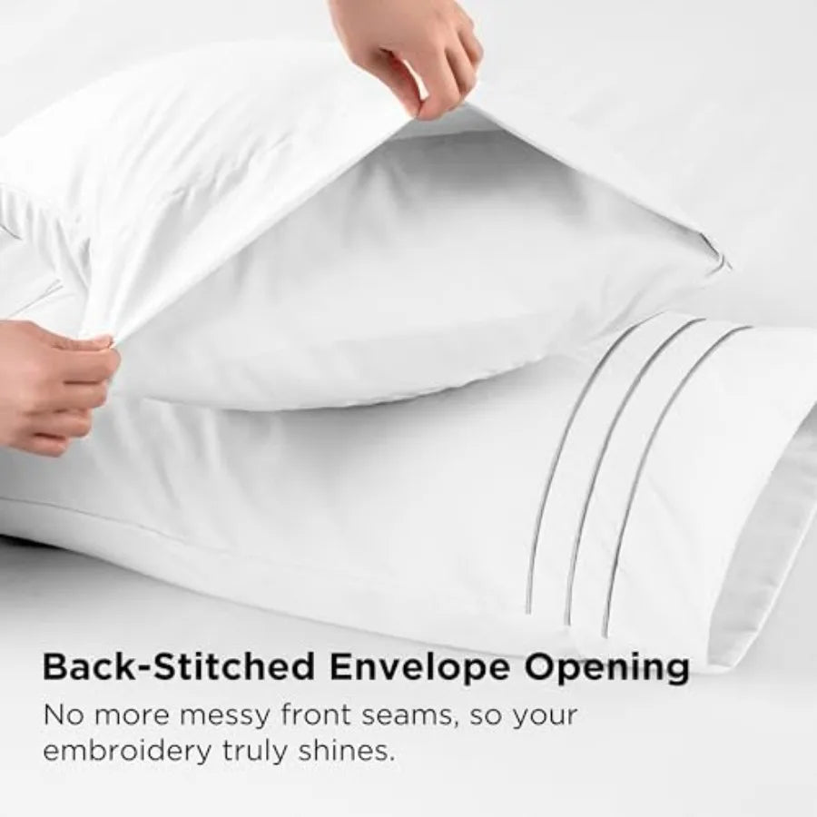 Set with Embroidered Pillowcases Ultra-Soft Size 4 Pcs Sheet Microfiber Comfy Breathable and Cooling Bed Sheets Deep Pocket Fit