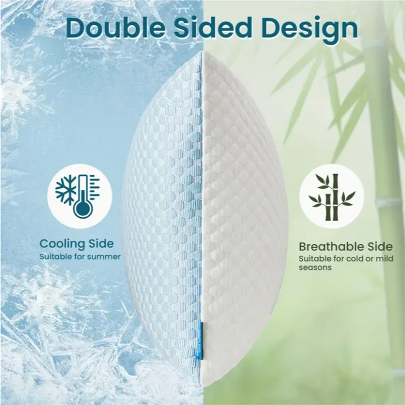 Tofu Pillow 1-Pack, 3D Massage and Dual-Sided Cooling & Support, All-Season Ergonomic Neck Support Cooling Breathable