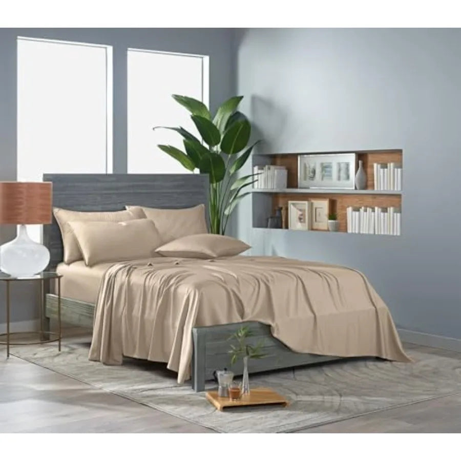 Twin & Twin XL Sheets Genuine 100% Organic Viscose Derived from Bamboo Bed Sheet Set Luxuriously Soft and Cooling Double Stitching 2 Year Qual