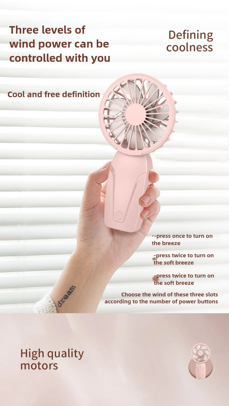 Handy Small Fan ABS Lightweight Cute Appearance USB Rechargeable Mini Fan for On Go Cooling Portable Mini Pocket Fan