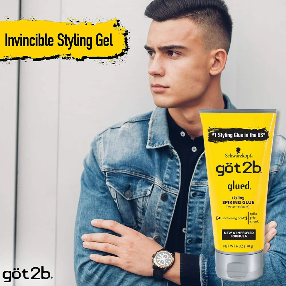 Combo Got2b Glued Spiking Glue Hair Gel Water invisible Resistant Strong Hold for wig adhesives dege control gel for Screaming Hold