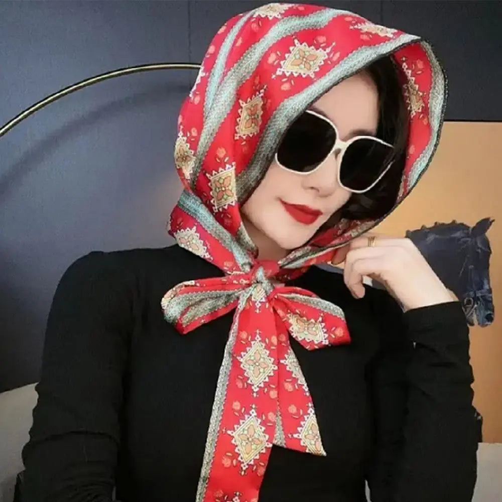 Scarf Style Women Simulation Silk Sunscreen Muslim Turban Hijab Cap Baotou Hat Headscarf