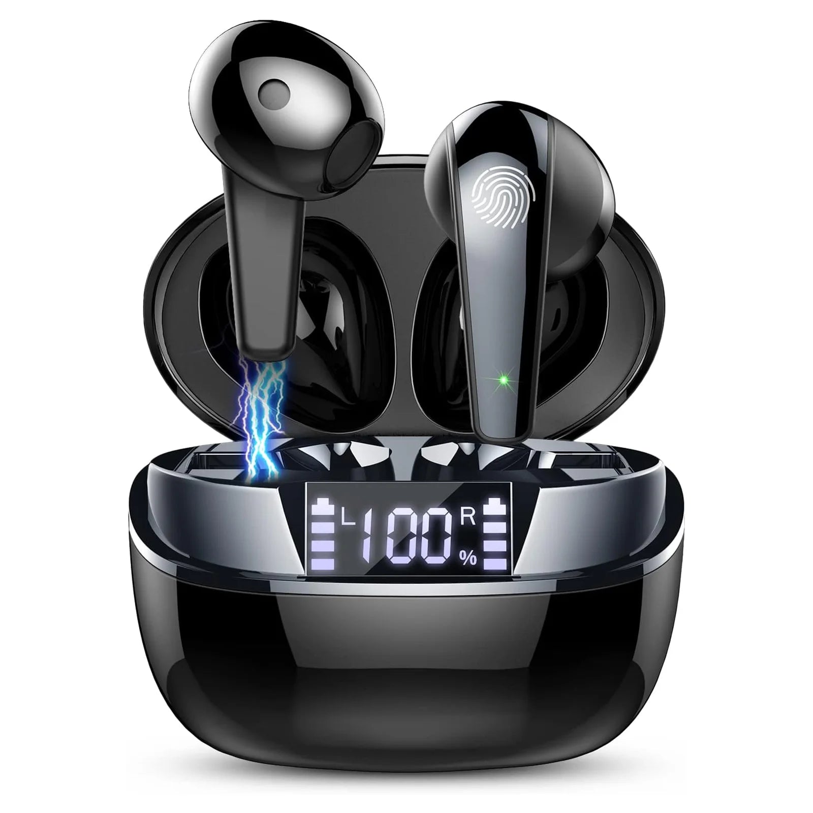 Deep Bass Wireless Earbuds, Bluetooth 5.3 Earbuds Stereo Bass, Noise Cancelling Mic, Earphones IPX7 Waterproof Sports, 35H Playback.