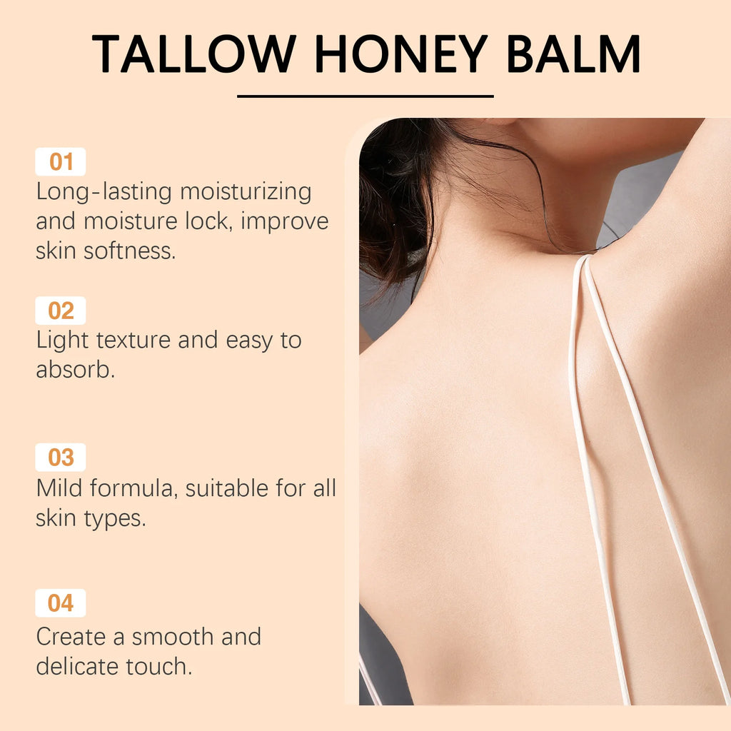 Pure Tallow Honey Balm Glowing Hydrating Skin Enhacne Elasticity Improve Dullness Fade Fine Lines Firming Face Body Moisturize Cream