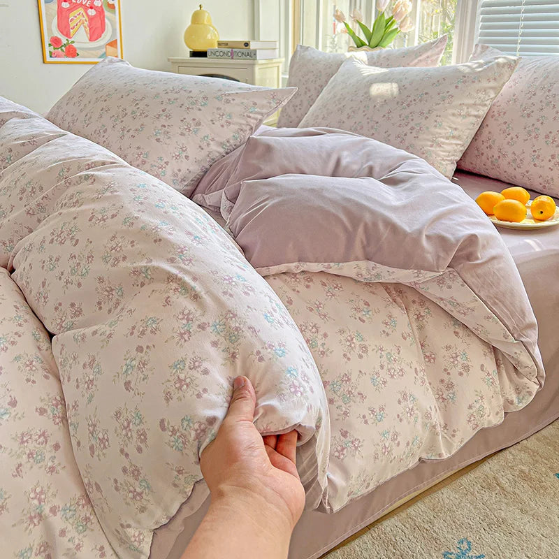 Fluffy 1pc Purple Lavender Printed Duvet Cover Single/Queen/King Size Quilt Cover for Double Bed Flower housse de couette220x240cm