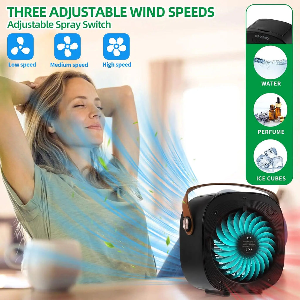 Mini Portable Air Conditioners Rechargeable,   Personal Air Cooler with 3 Speeds, Small Desk Air Conditioner