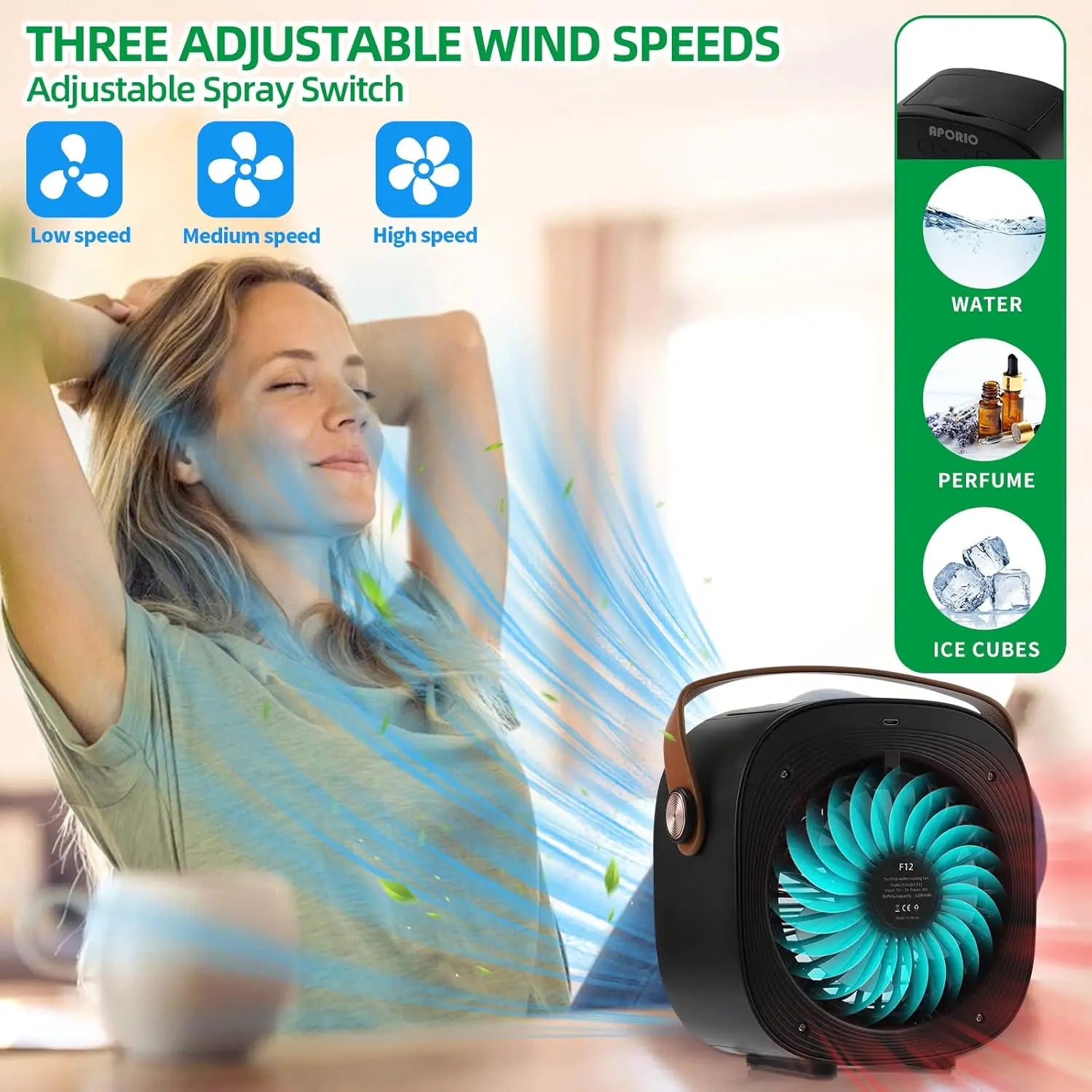 Mini Portable Air Conditioners Rechargeable,   Personal Air Cooler with 3 Speeds, Small Desk Air Conditioner