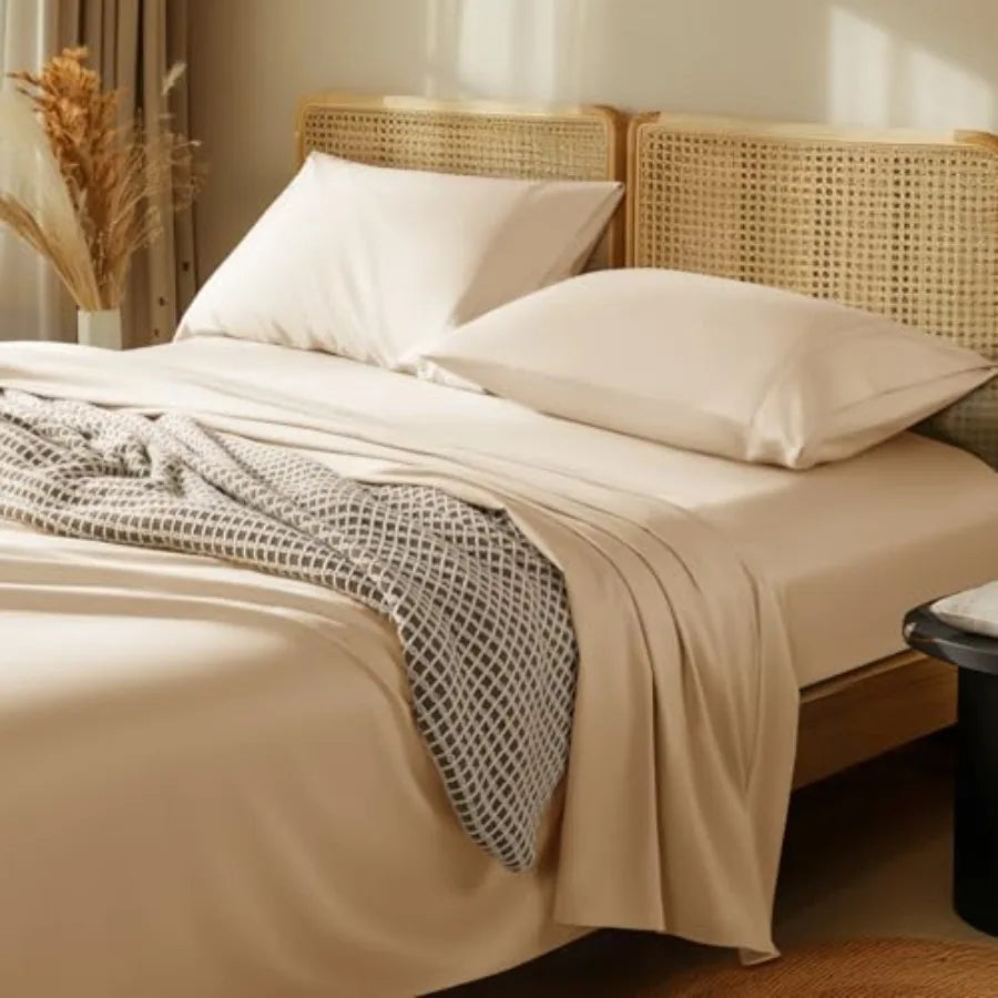 Twin Bed Set Egyptian 100% Cotton 1000 Thread Coun Bed Sheet Deep Pocket Sheet 16" Soft Comfortable All Season